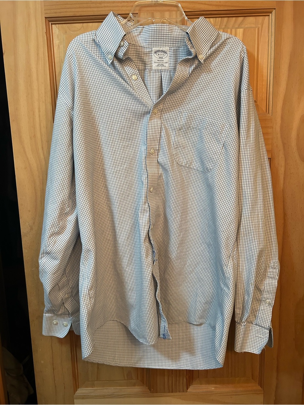 Brooks Brothers Men’s Small Blue and White Gingham Dress Shirt